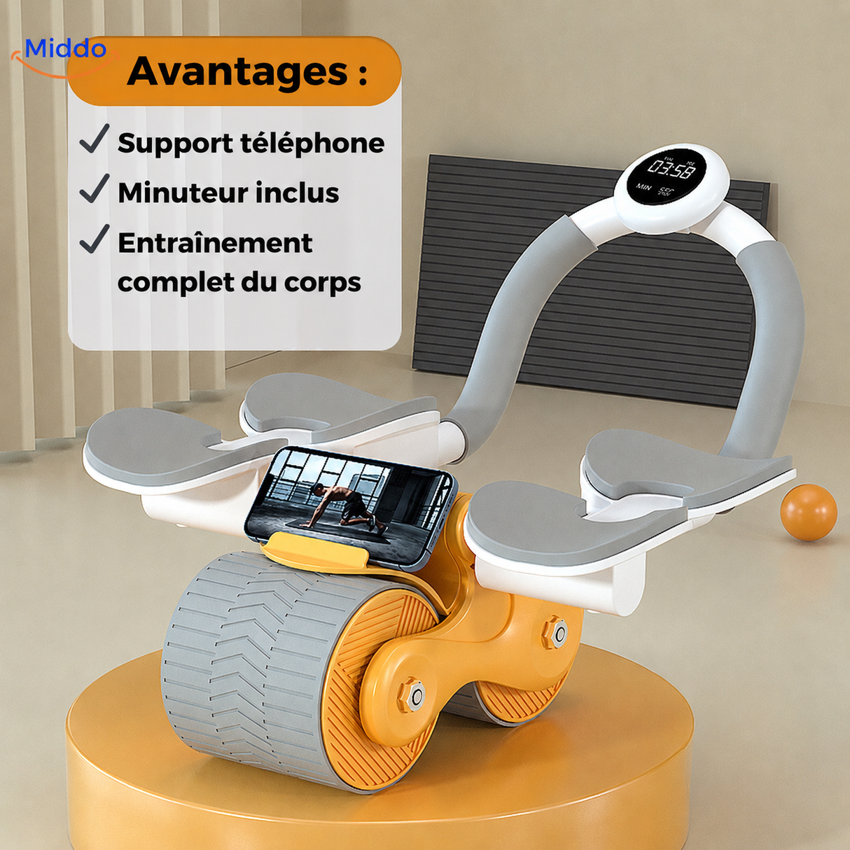 AbWheel Pro™ | Entraîneur de Muscles Abdominaux pour un Ventre Plat depuis Chez Vous !