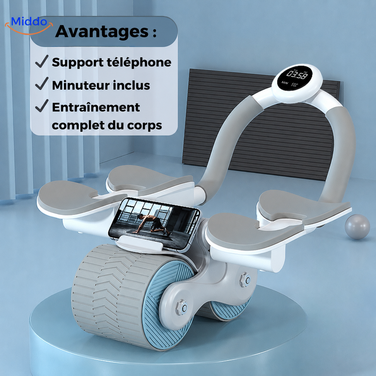 AbWheel Pro™ | Entraîneur de Muscles Abdominaux pour un Ventre Plat depuis Chez Vous !