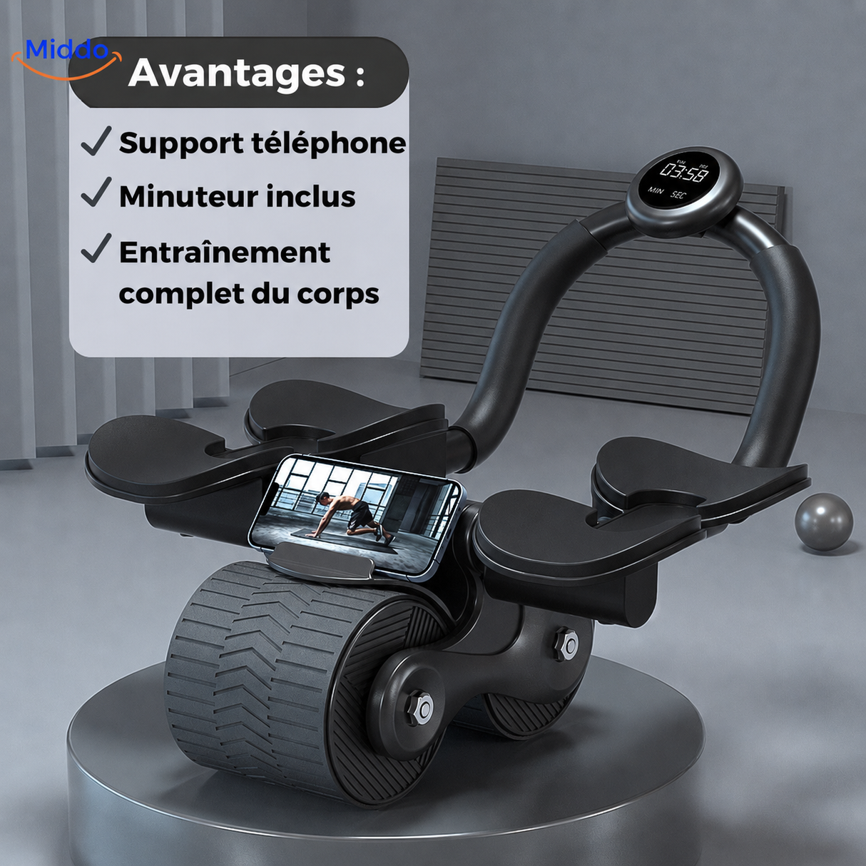 AbWheel Pro™ | Entraîneur de Muscles Abdominaux pour un Ventre Plat depuis Chez Vous !