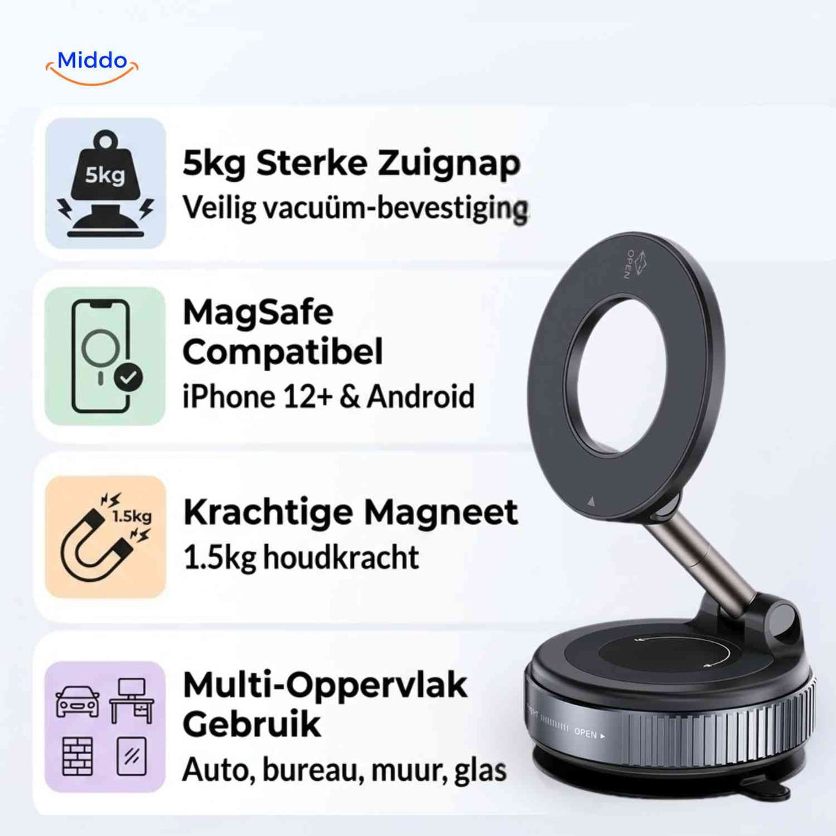 MagnaFold support téléphone MagSafe à forte ventouse multi-surfaces