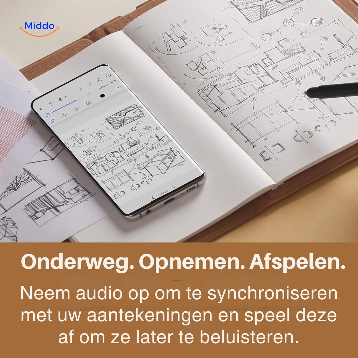 NoteSync Smart Pen audio synchronisatie opnemen www.middo.nl