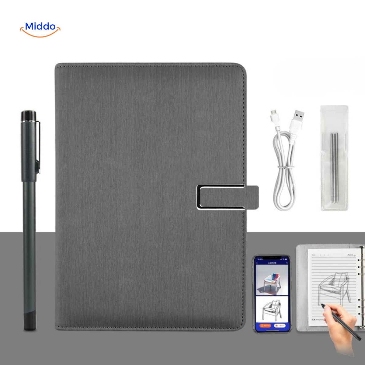 NoteSync Smart Pen luxe notitieboek met digitale pen www.middo.nl