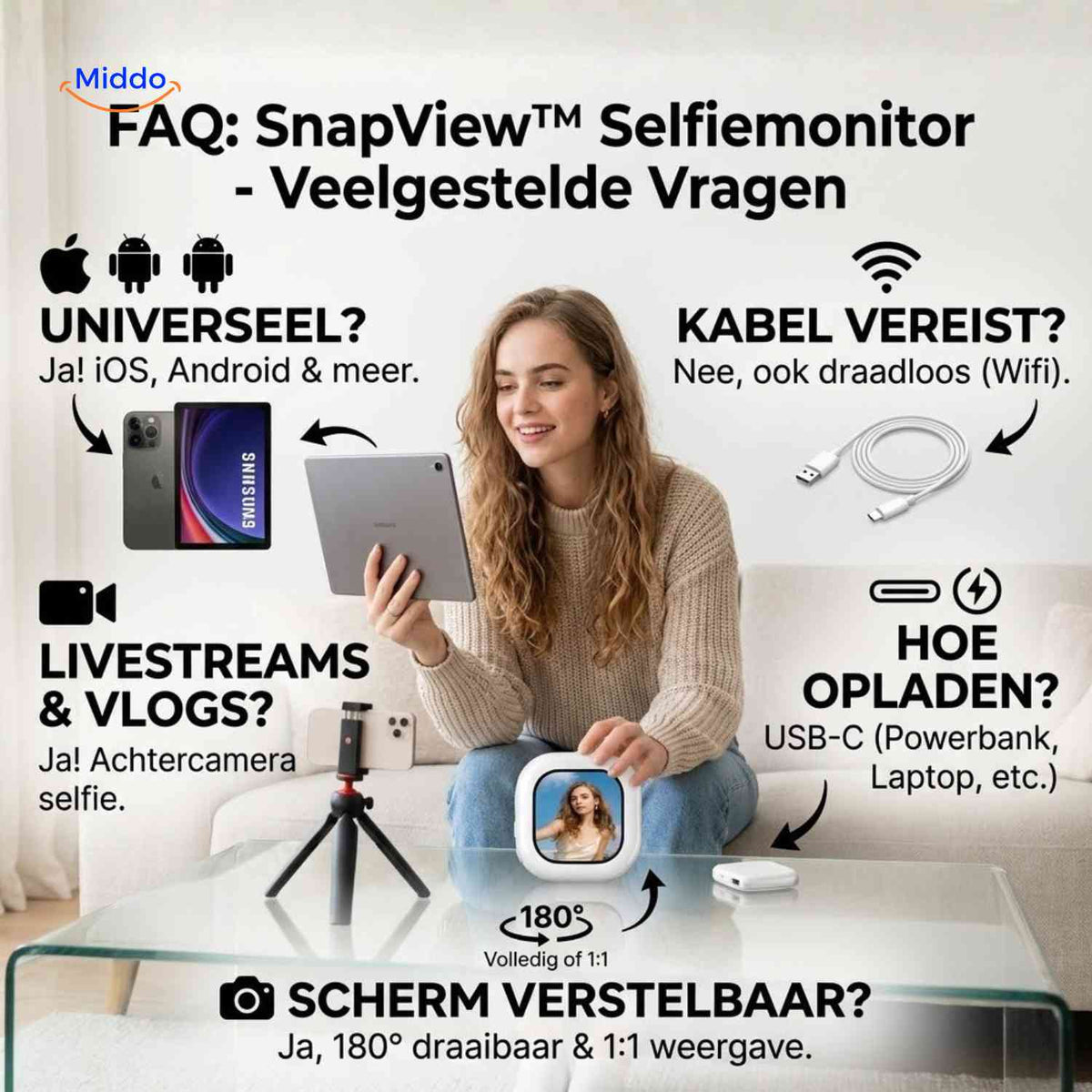 Moniteur selfie SnapView magnétique pour smartphone, vue 10