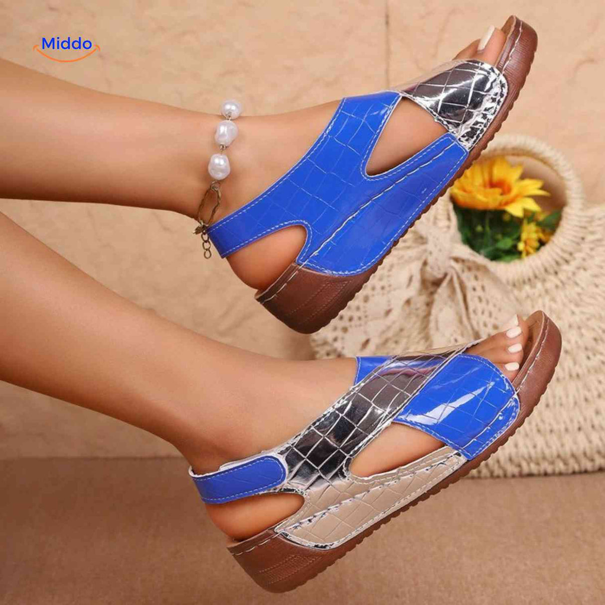 Soleva sandales femme brillantes à brides croisées