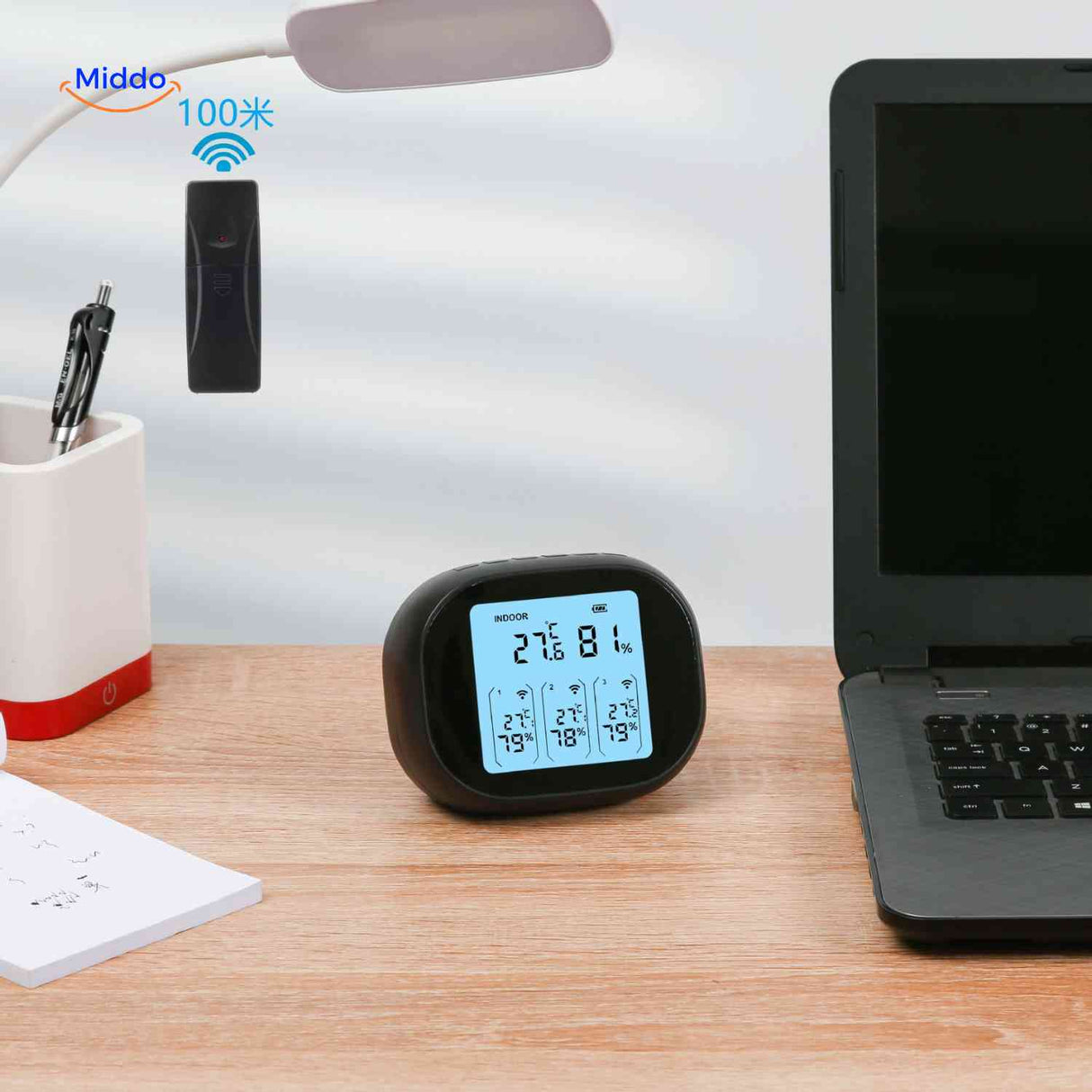 Thermomètre hygromètre ThermoSense avec capteur, vue produit 2