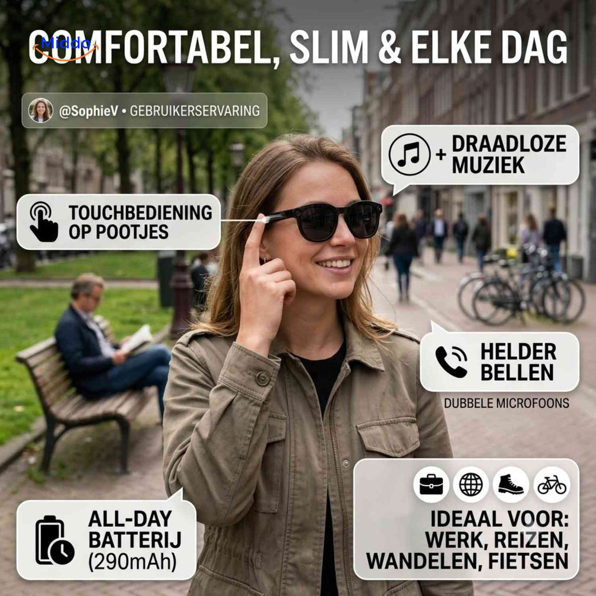 Lunettes IA VisiCam avec caméra 8 MP et traduction en direct, vue 06