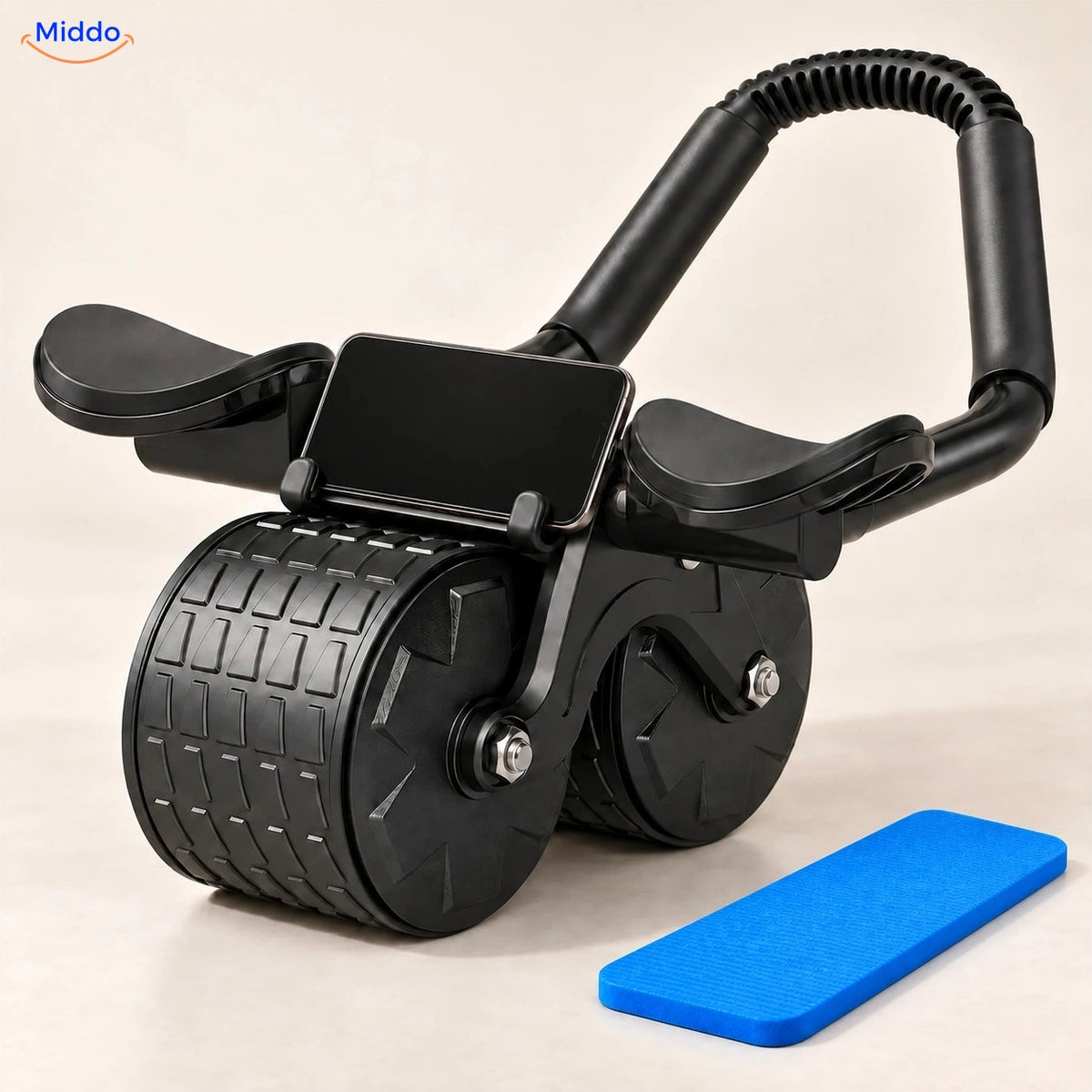 AbWheel Pro™ – Noir – tapis pour genoux 34 × 15 cm
