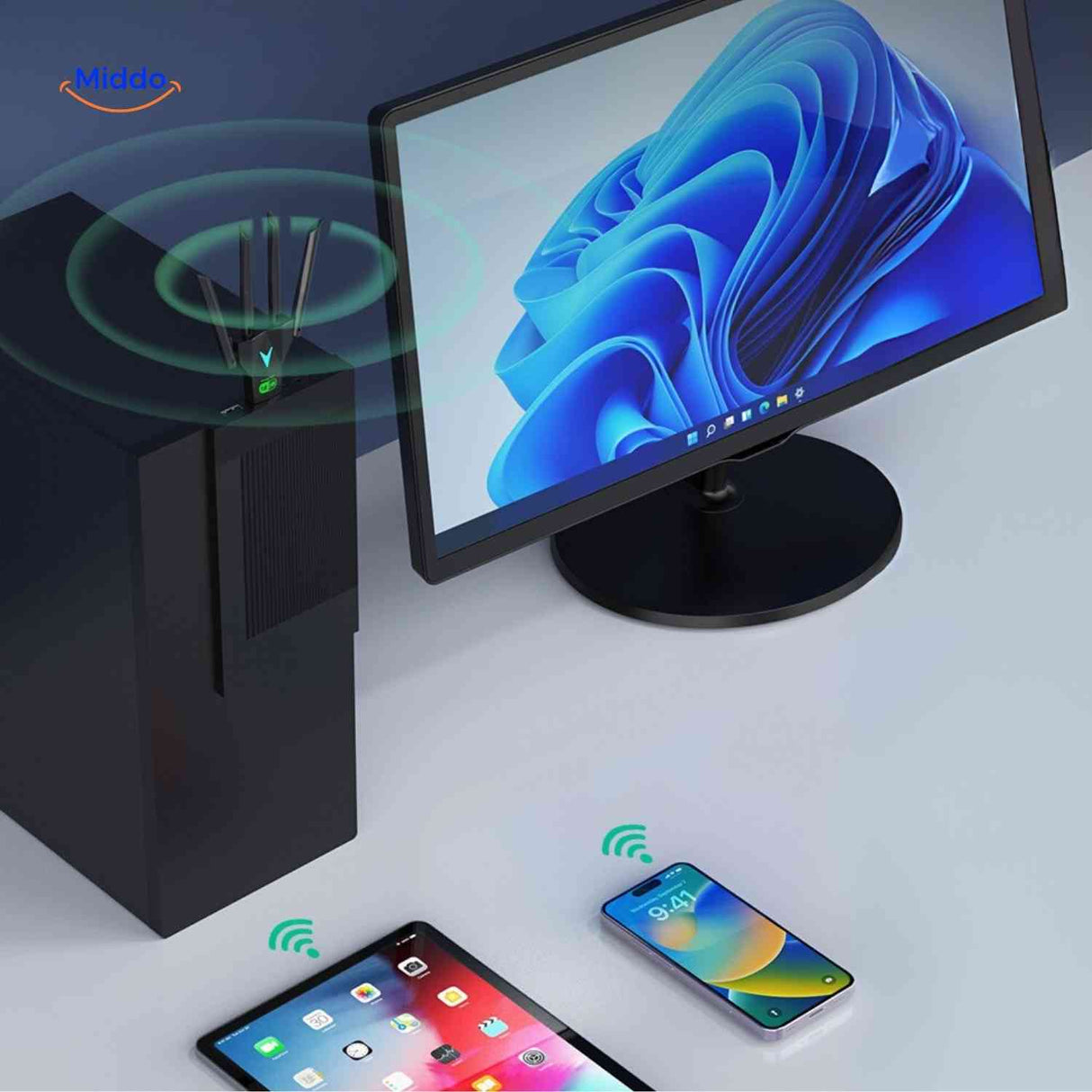 adaptateur wifi double bande 2,4 GHz et 5,8 GHz — infographie des fréquences disponibles