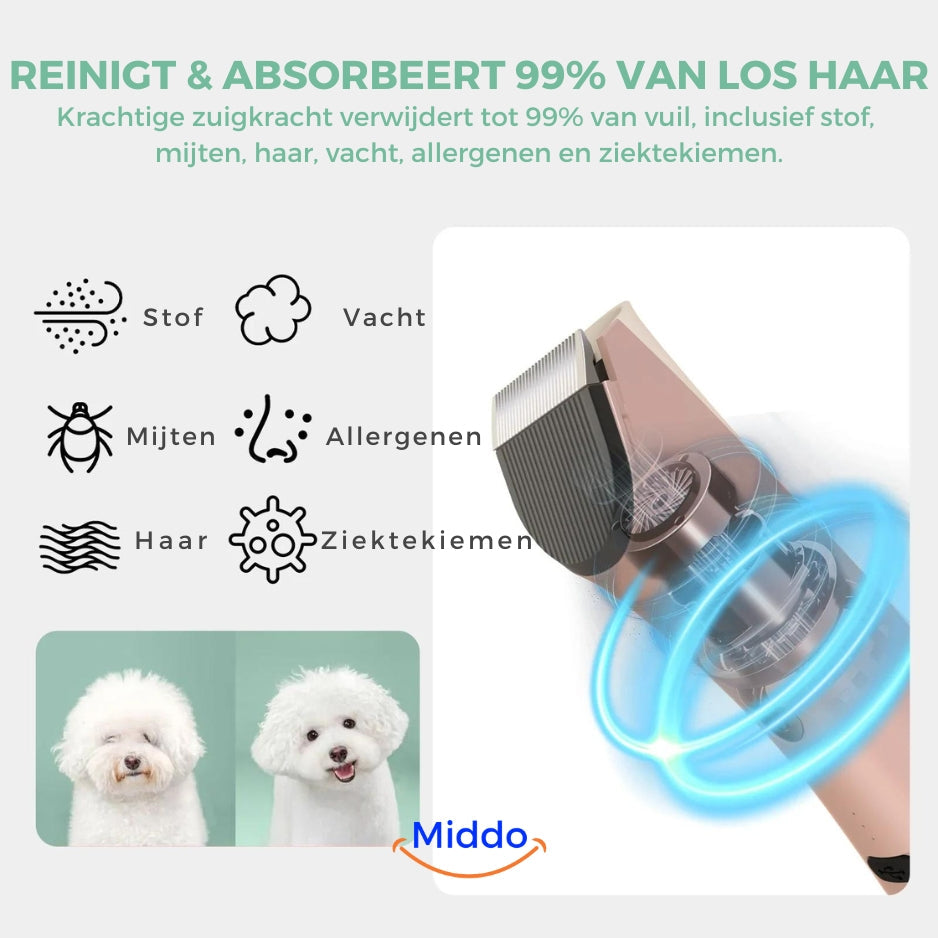 aspirateur de toilettage capturant 99 % des poils, allergènes et dander pour une maison propre