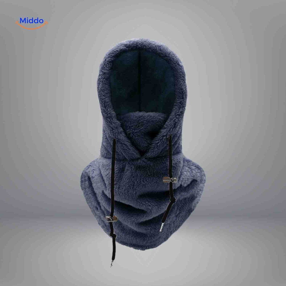 bonnet hiver coloris bleu marine avec capuche fleece et écharpe intégrée
