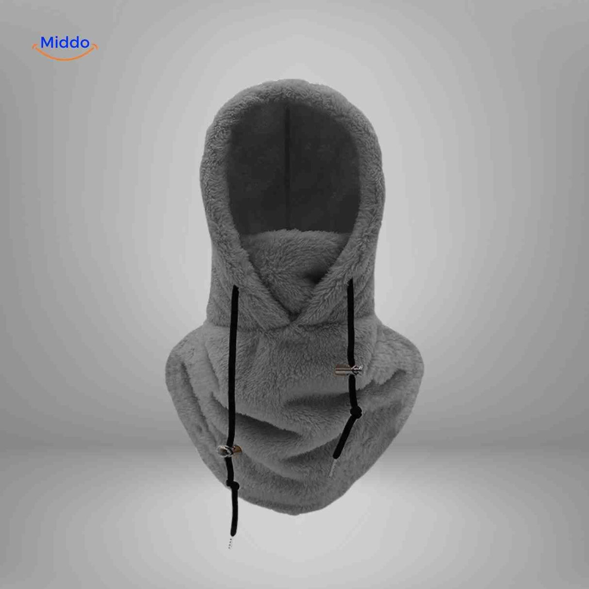 bonnet hiver coloris gris foncé avec capuche fleece et tour de cou intégré