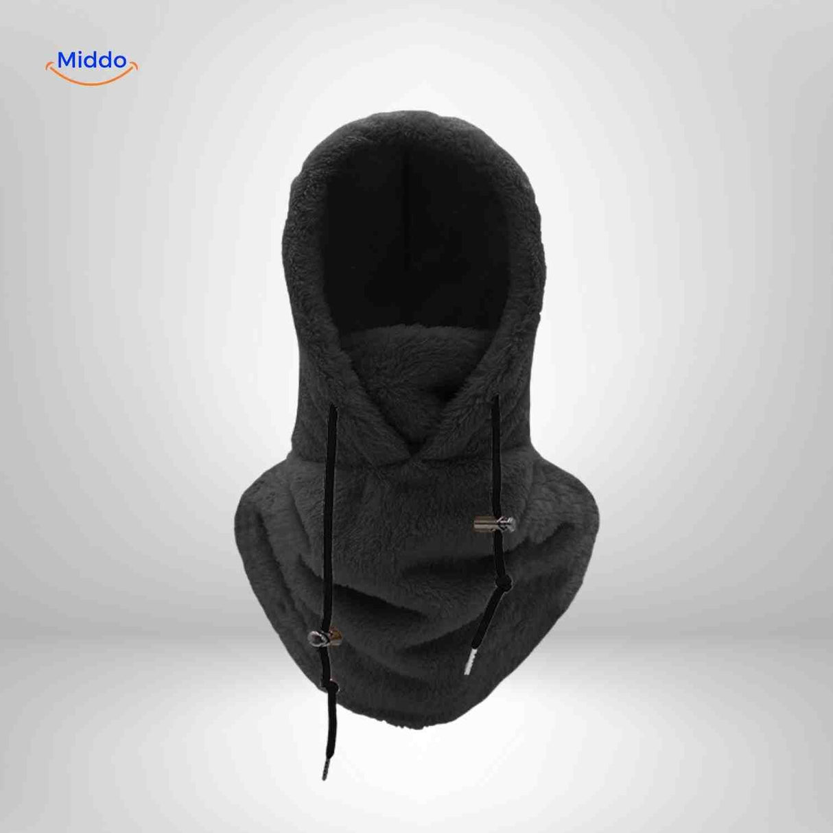 bonnet hiver coloris noir avec capuche fleece et tour de cou intégré