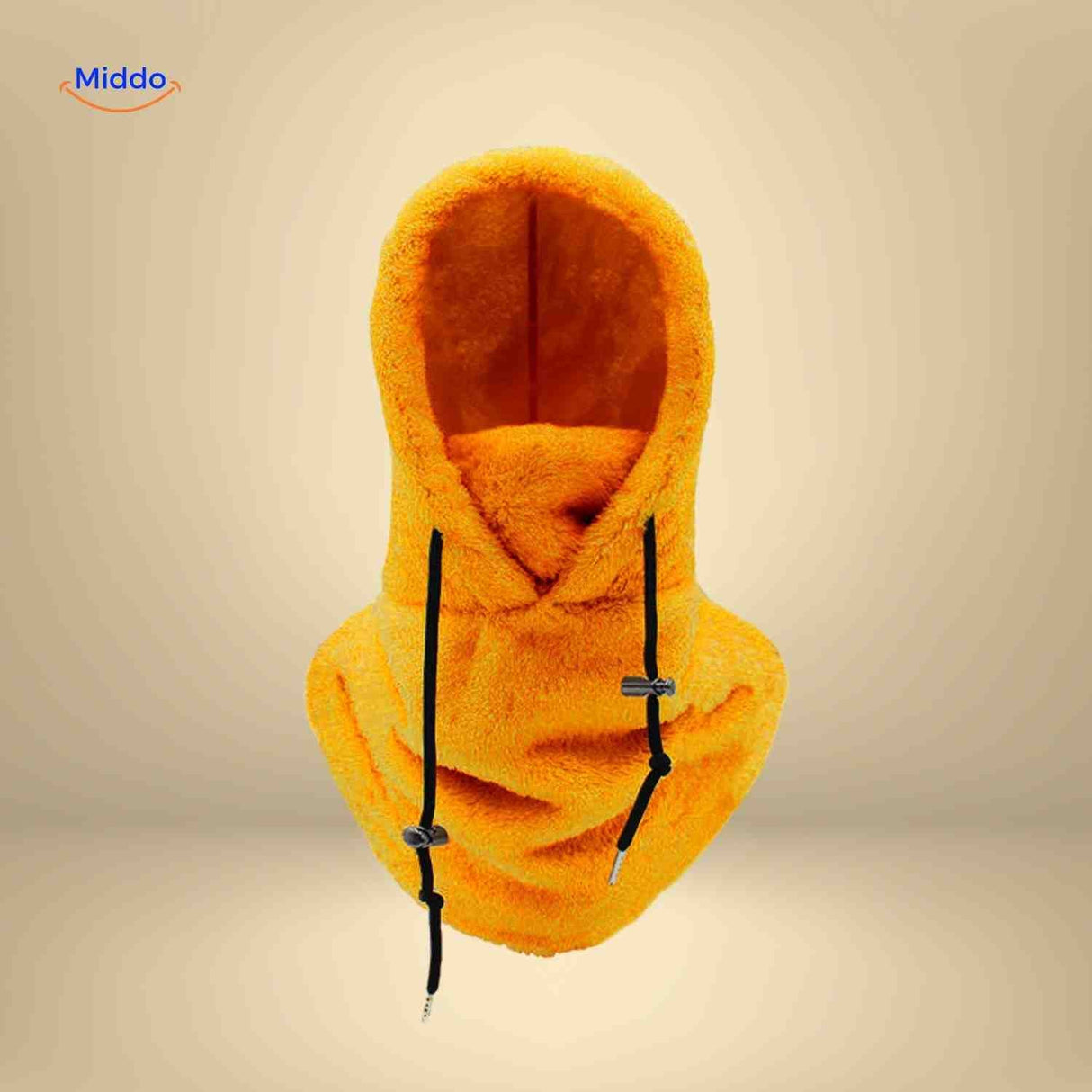 bonnet hiver coloris orange avec capuche fleece et écharpe intégrée pour le froid