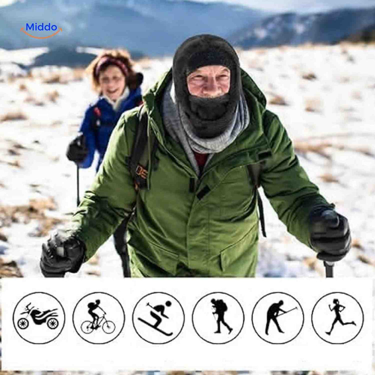 bonnet hiver avec écharpe fleece pour la randonnée en neige et les activités outdoor