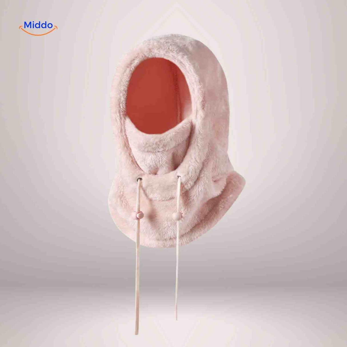 bonnet hiver rose avec longs cordons de serrage et capuche fleece pour le froid