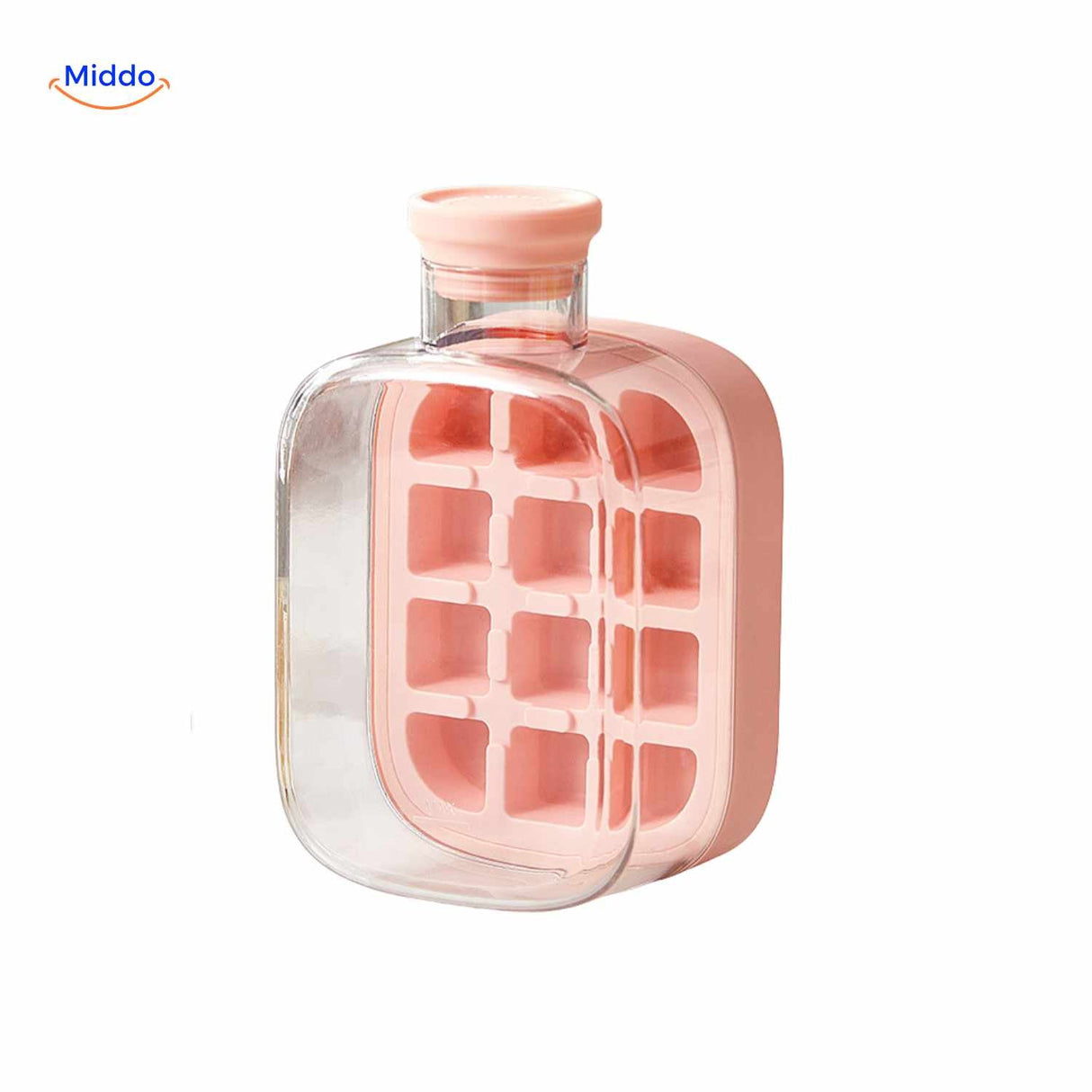 bouteille à glaçons rose avec design modulaire à blocs empilables