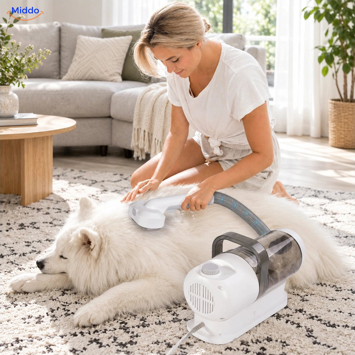 Brossage du chien avec Furiva