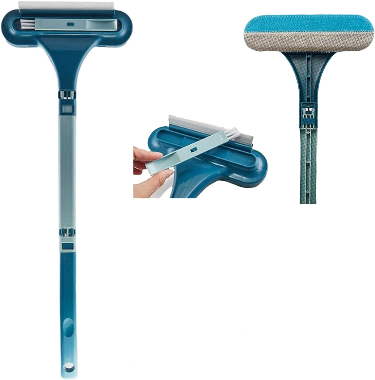 brosse anti-poils avec tête amovible et manche bleu pour nettoyer meubles et tissus