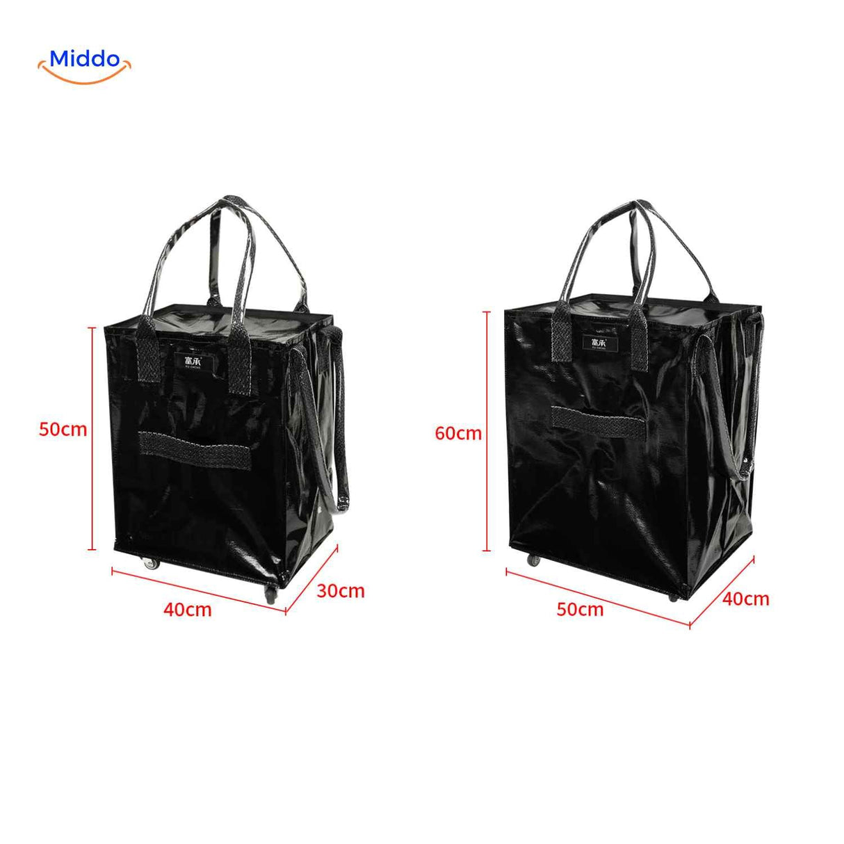 chariot de courses disponible en 2 formats avec dimensions, pour les courses et le transport du linge
