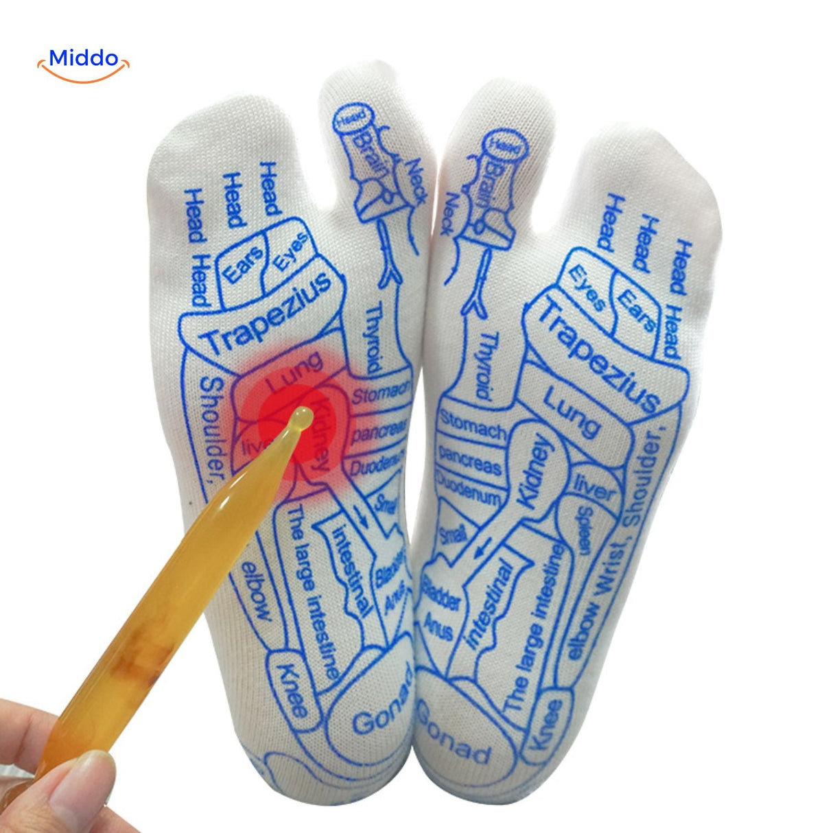 chaussettes meridien avec points de massage specifiques pour la therapie des pieds