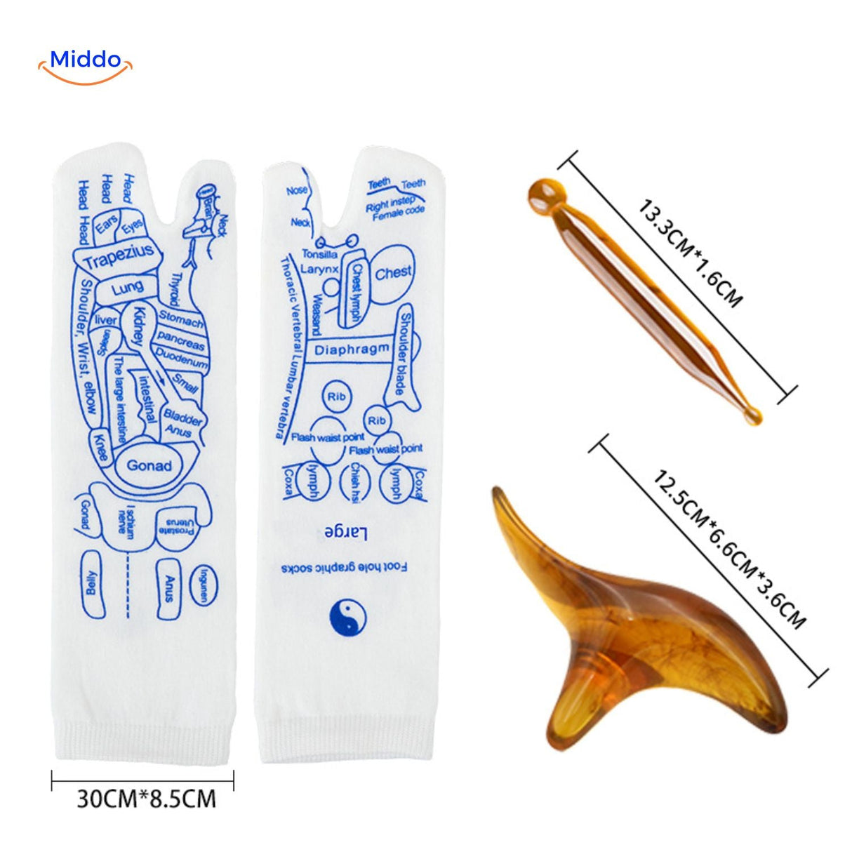 chaussettes de therapie sante avec apercu des tailles et massage des pieds