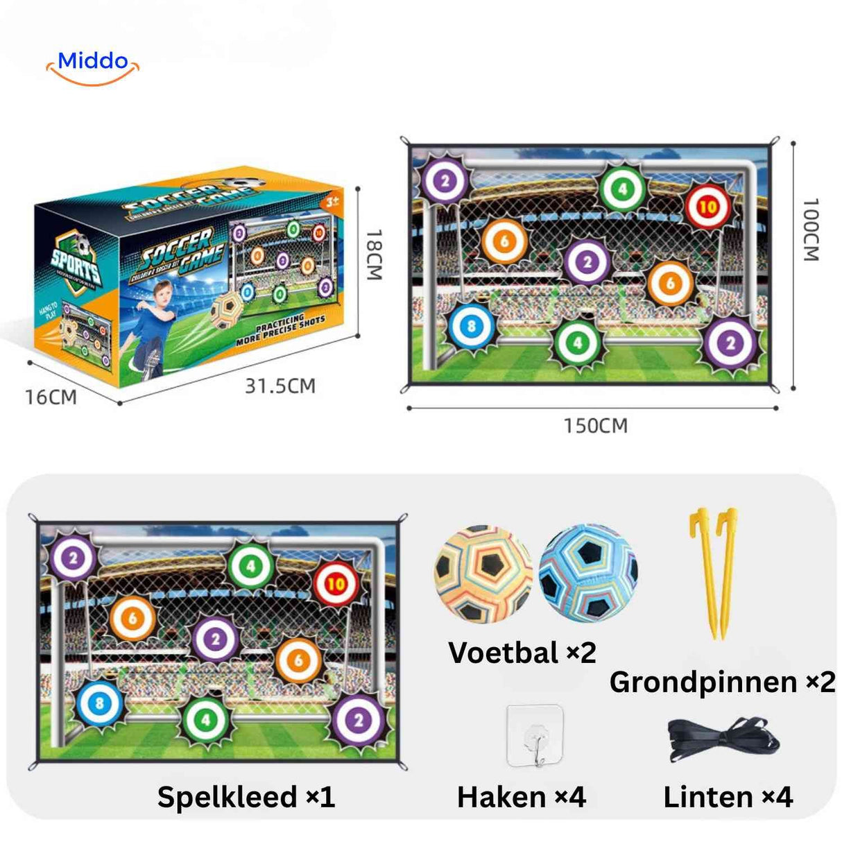 cible de football avec numéros et accessoires, set complet enfants