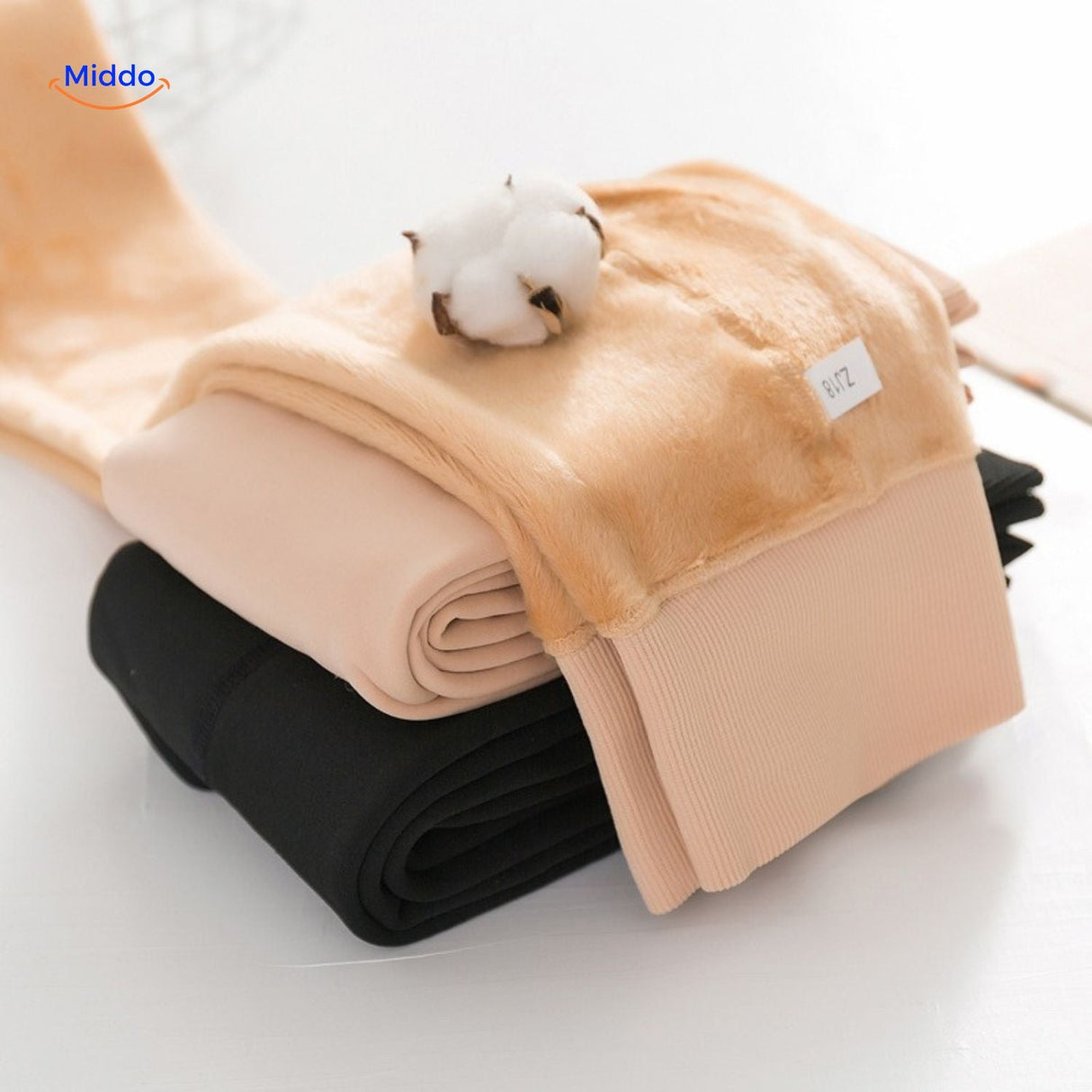 collants thermiques doublure polaire beige, gros plan vue de dos