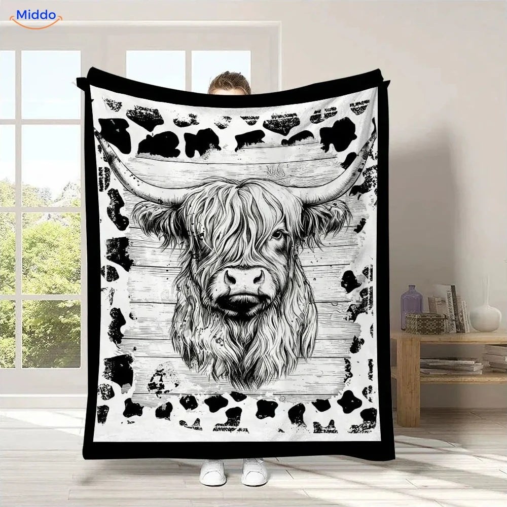 Couverture à colorier ColorFlow - Portrait de vache Highland