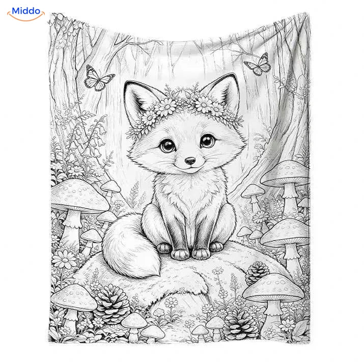 Couverture à colorier ColorFlow - Petit renard dans la forêt