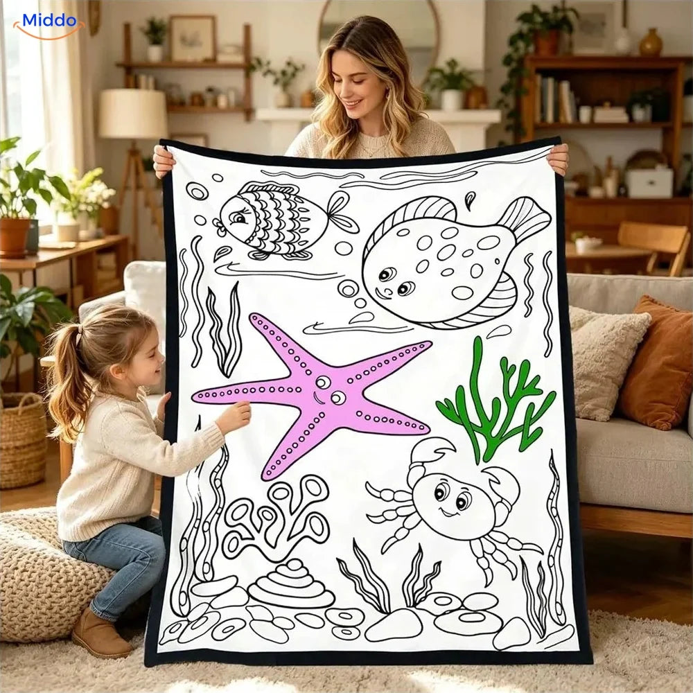 Couverture à colorier ColorFlow - Étoile de mer et animaux marins