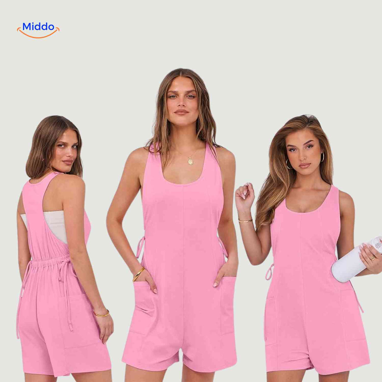 combinaison verte vue de dos, style racerback avec poches latérales