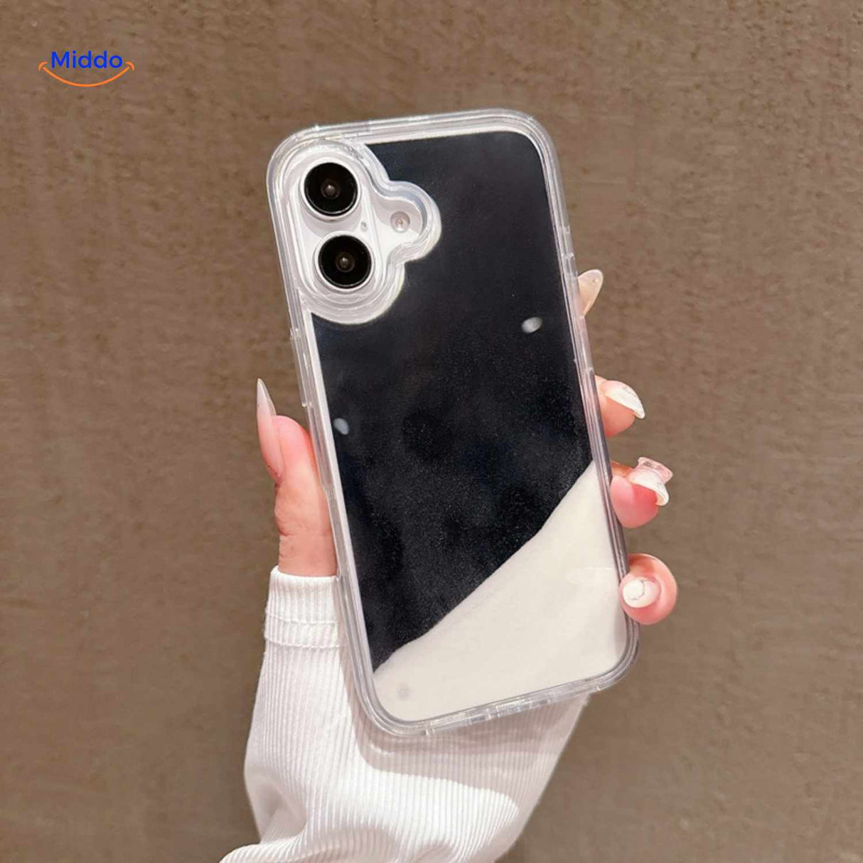 coque téléphone sable liquide dégradé noir et blanc élégant