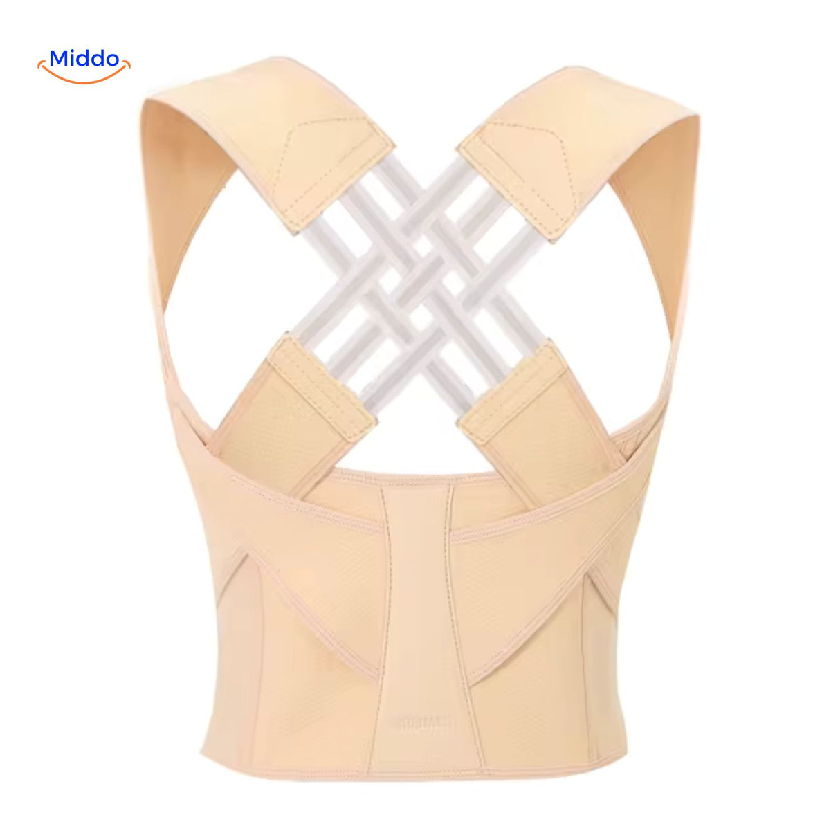 correcteur de posture dorsal en coloris beige, discret et ergonomique pour le dos