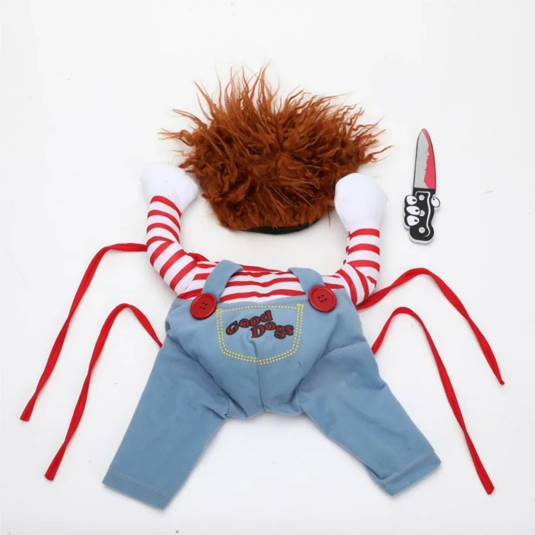contenu du kit costume chucky pour animaux : toutes les pièces détachées du déguisement