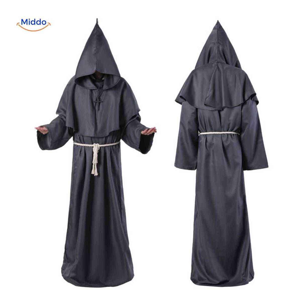 déguisement de prêtre médiéval, robe longue à capuche idéale pour halloween et carnaval