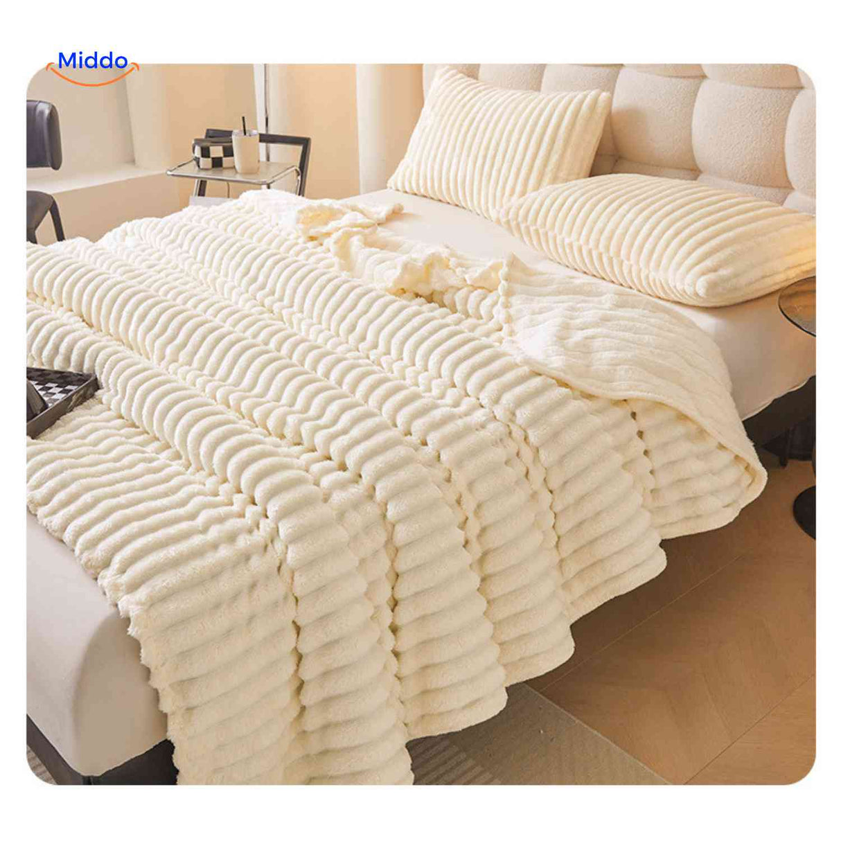 couverture en peluche luxe pour parure de lit, style et confort dans la chambre