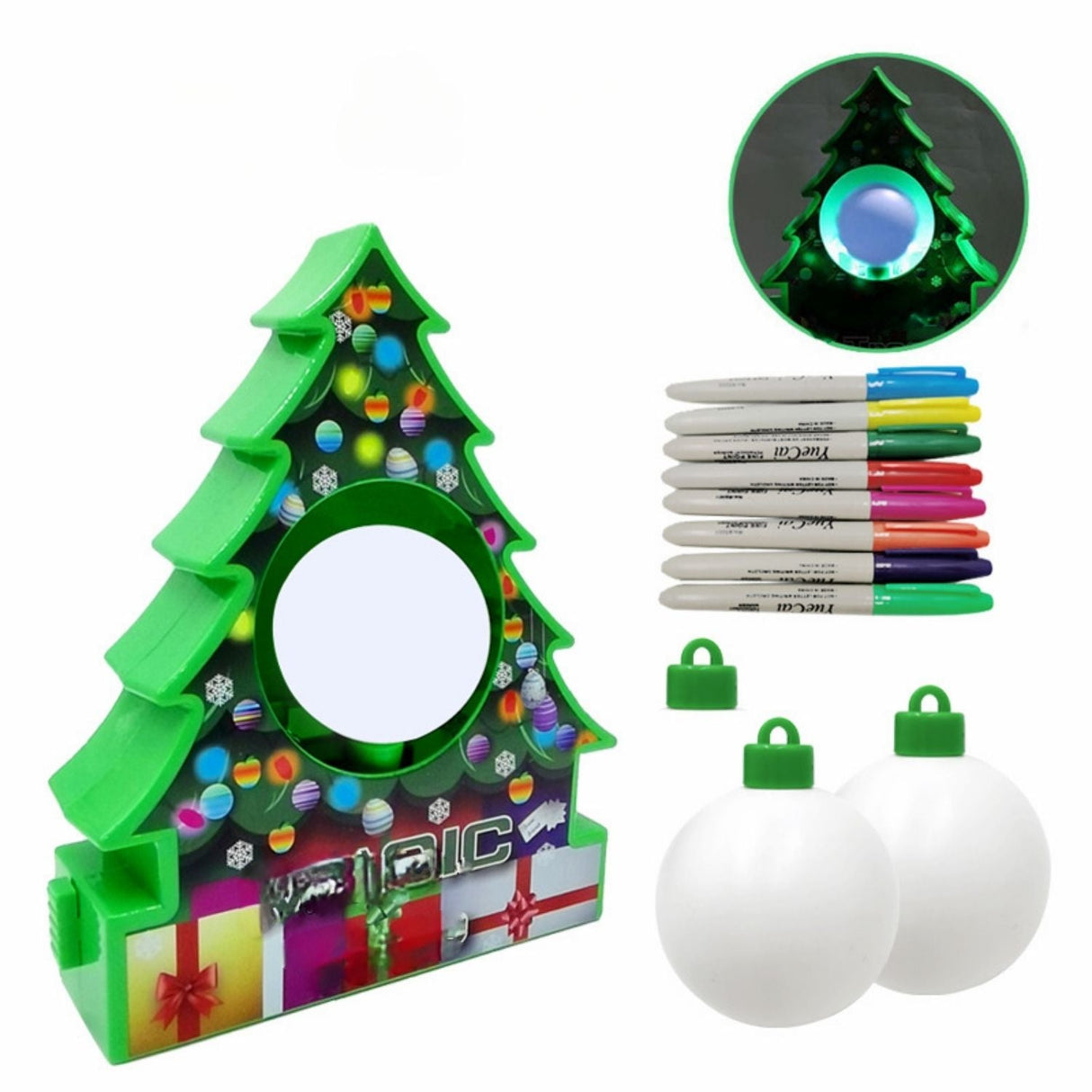 set de décoration de noël diy avec ornements peints à la main, activité créative