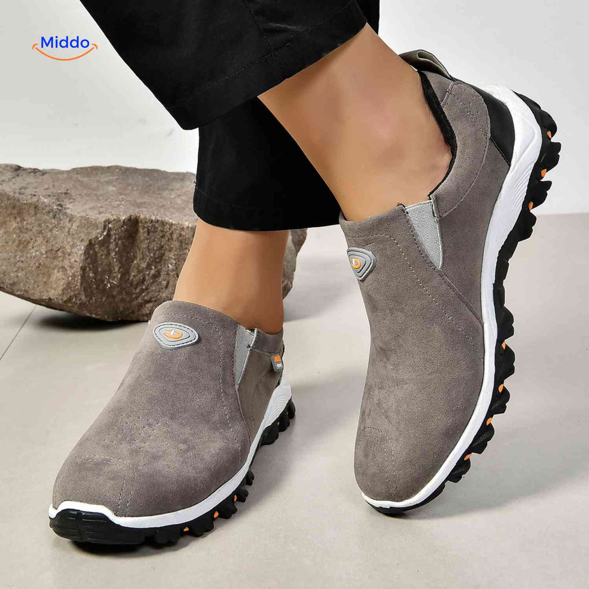 Chaussures homme Stridex à enfiler en suède, gris, vue 5