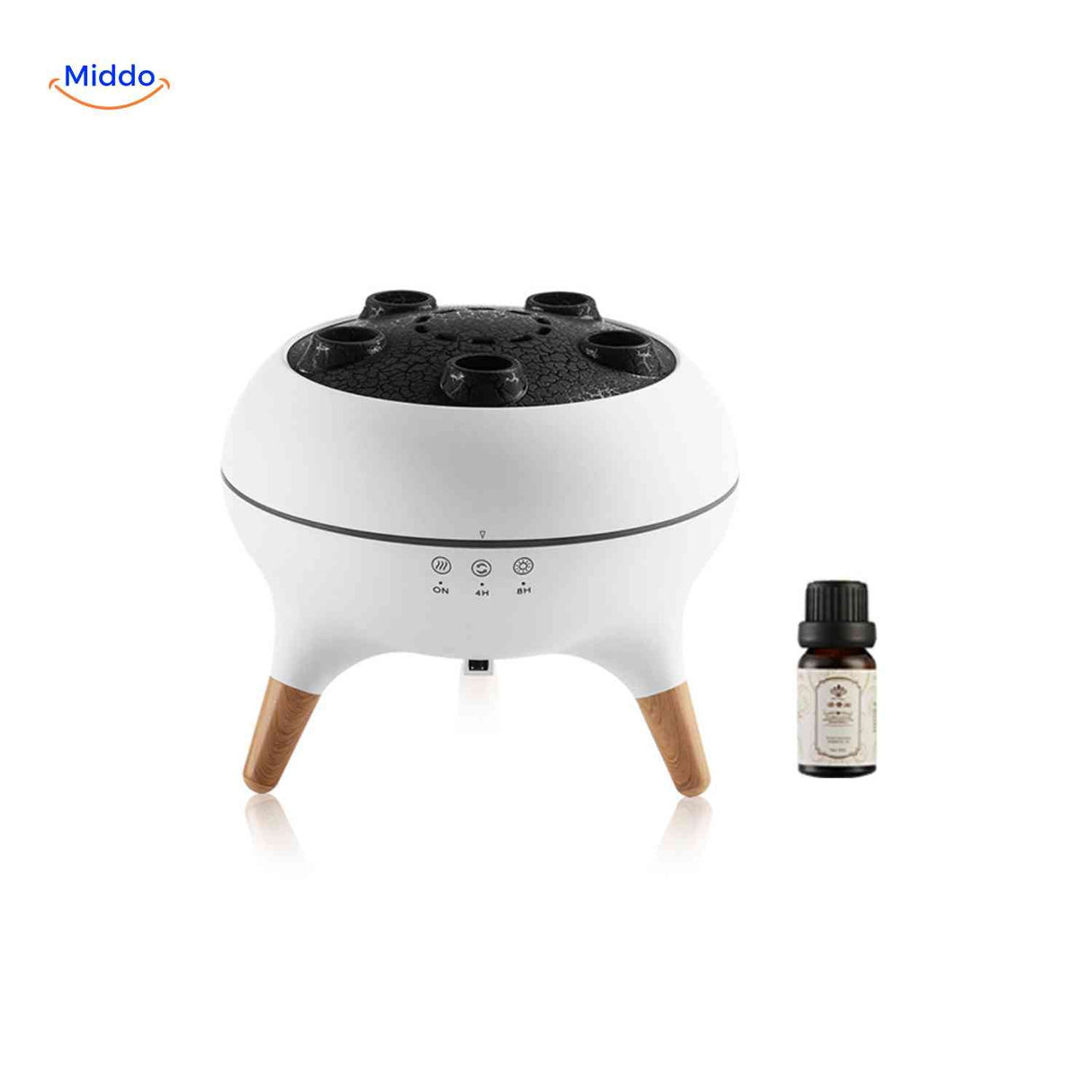 diffuseur flamora accompagné d'un flacon d'huile essentielle pour l'aromathérapie