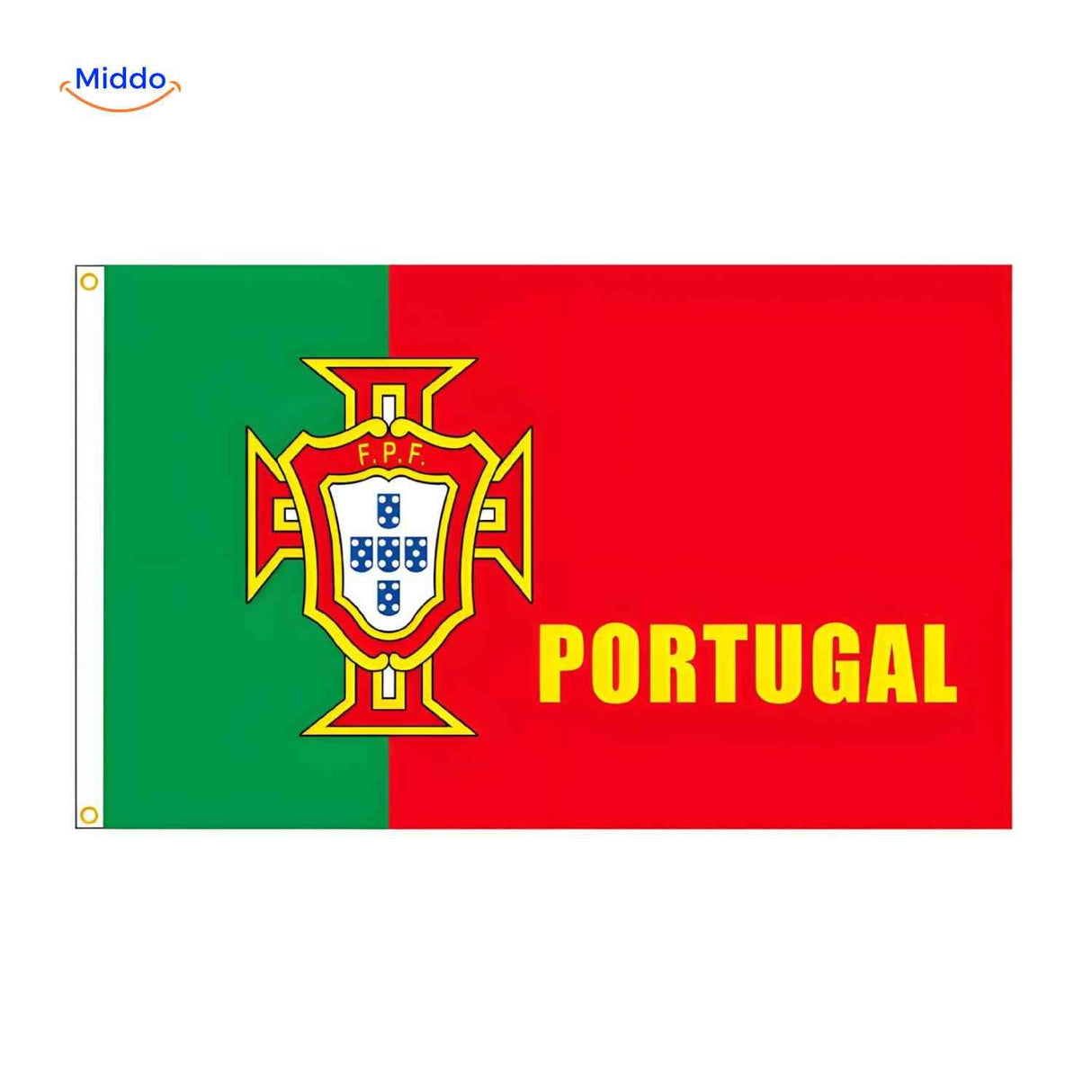 drapeau Portugal avec logo de la fédération de football, pour supporters en coupe du monde
