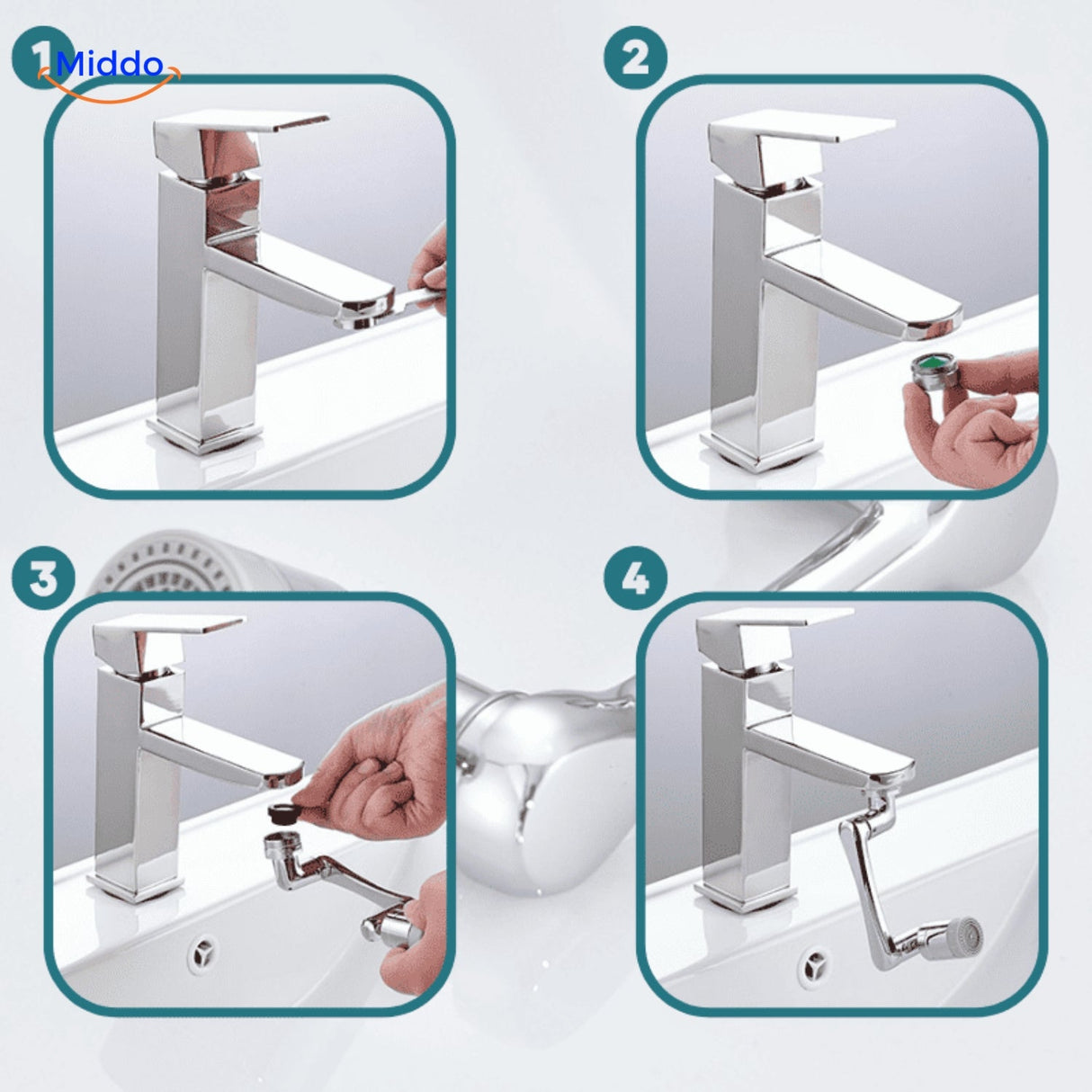 guide d'installation de l'embout de robinet rotatif en 4 étapes simples