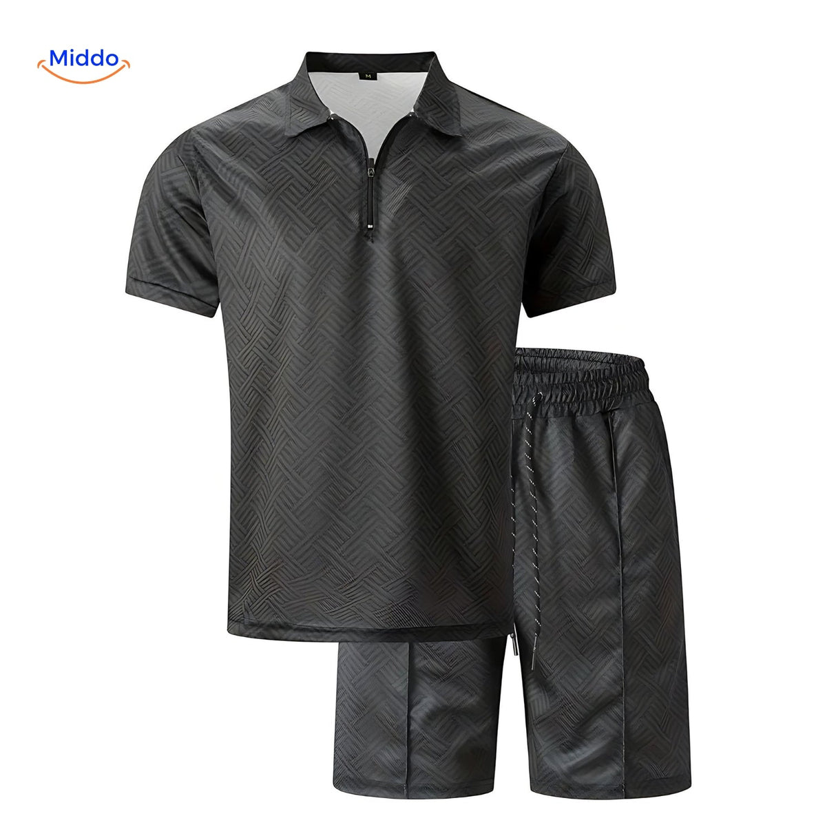ensemble estival 2 pièces chemise légère et short à cordon coloris noir vue produit