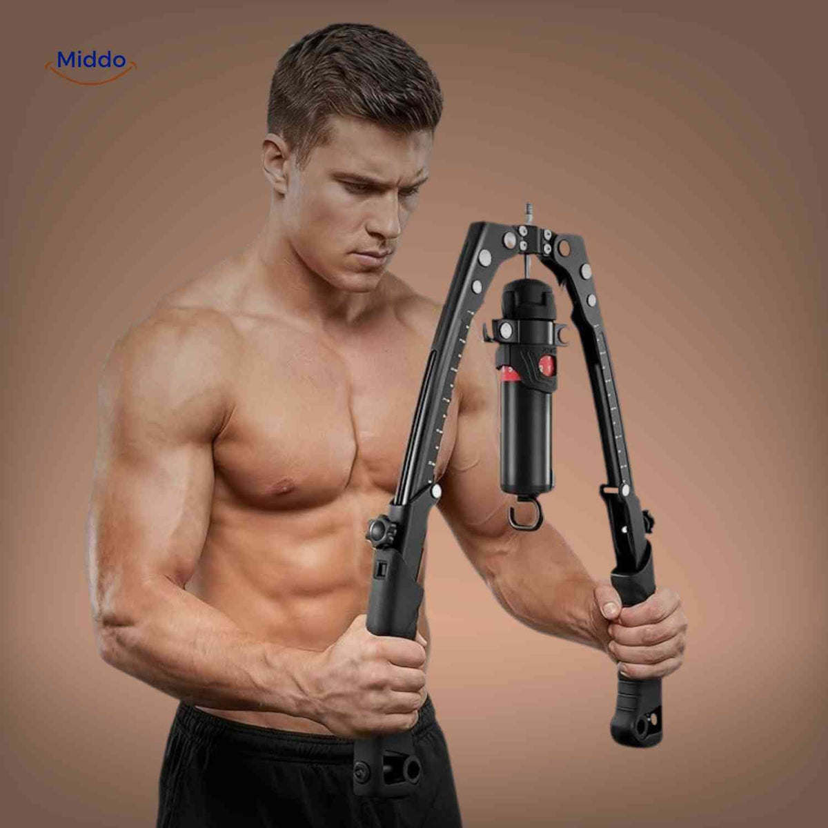 appareil d'entraînement pour les bras utilisé par un homme pour muscler la poitrine