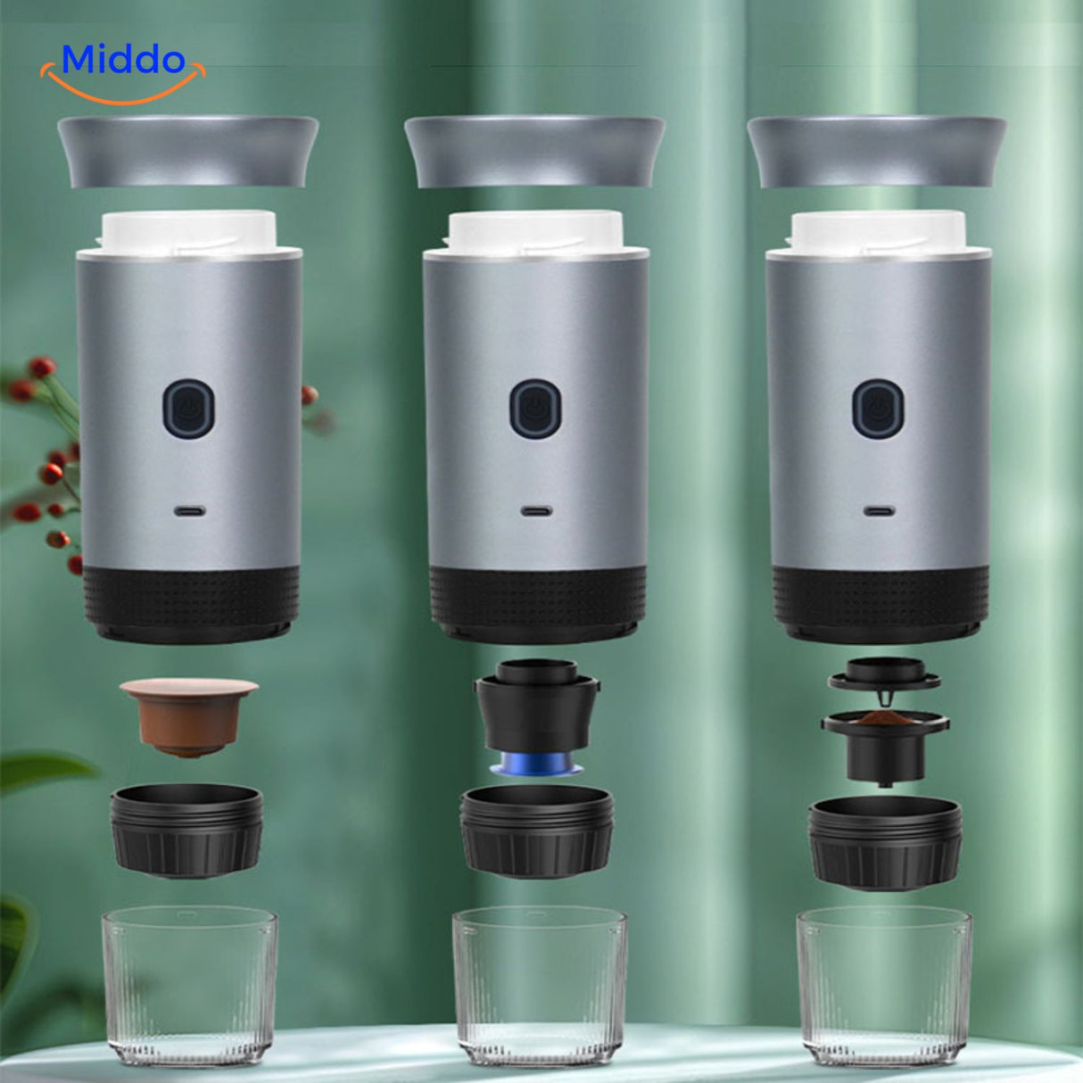 machine à expresso portable utilisée en extérieur lors d'un pique-nique ou en voyage