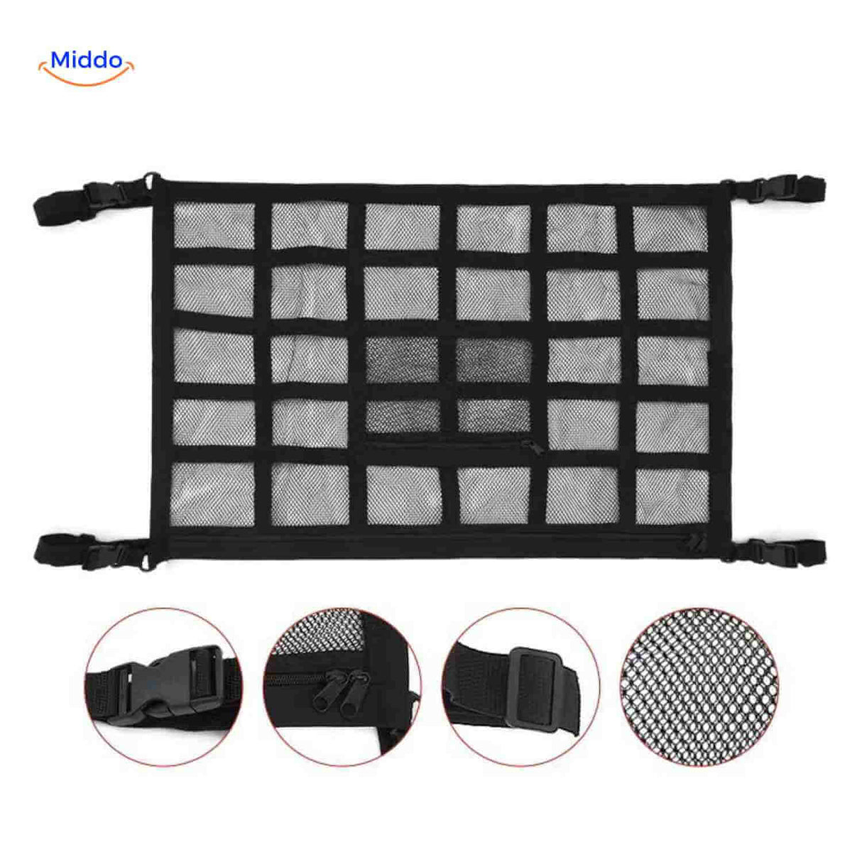 filet de toit multi-compartiments avec boucles de fixation robustes pour voiture ou bateau