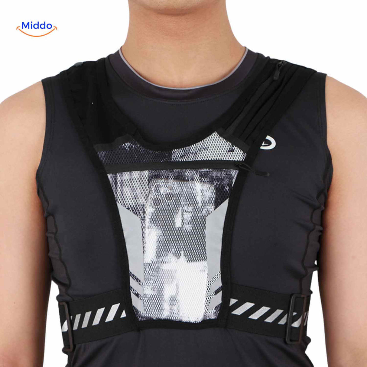 gilet trail réfléchissant avec panneau avant en filet pour une ventilation optimale