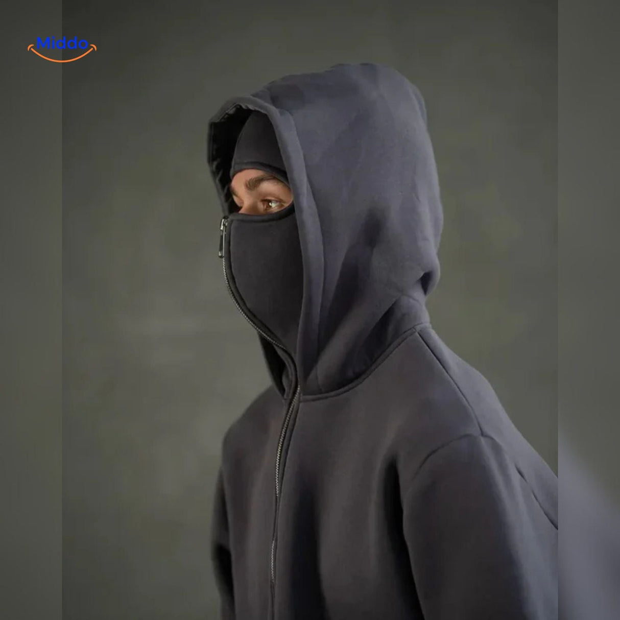 sweat à capuche gris foncé avec zip, détail fermeture double capuche coton unisexe