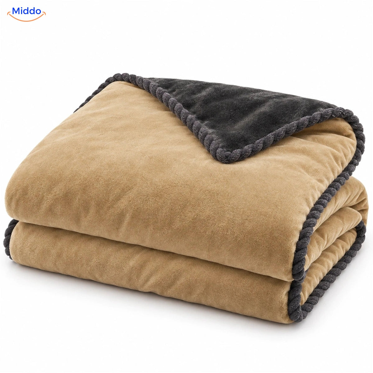 Housse de couette en peluche Beige sable | Gris foncé