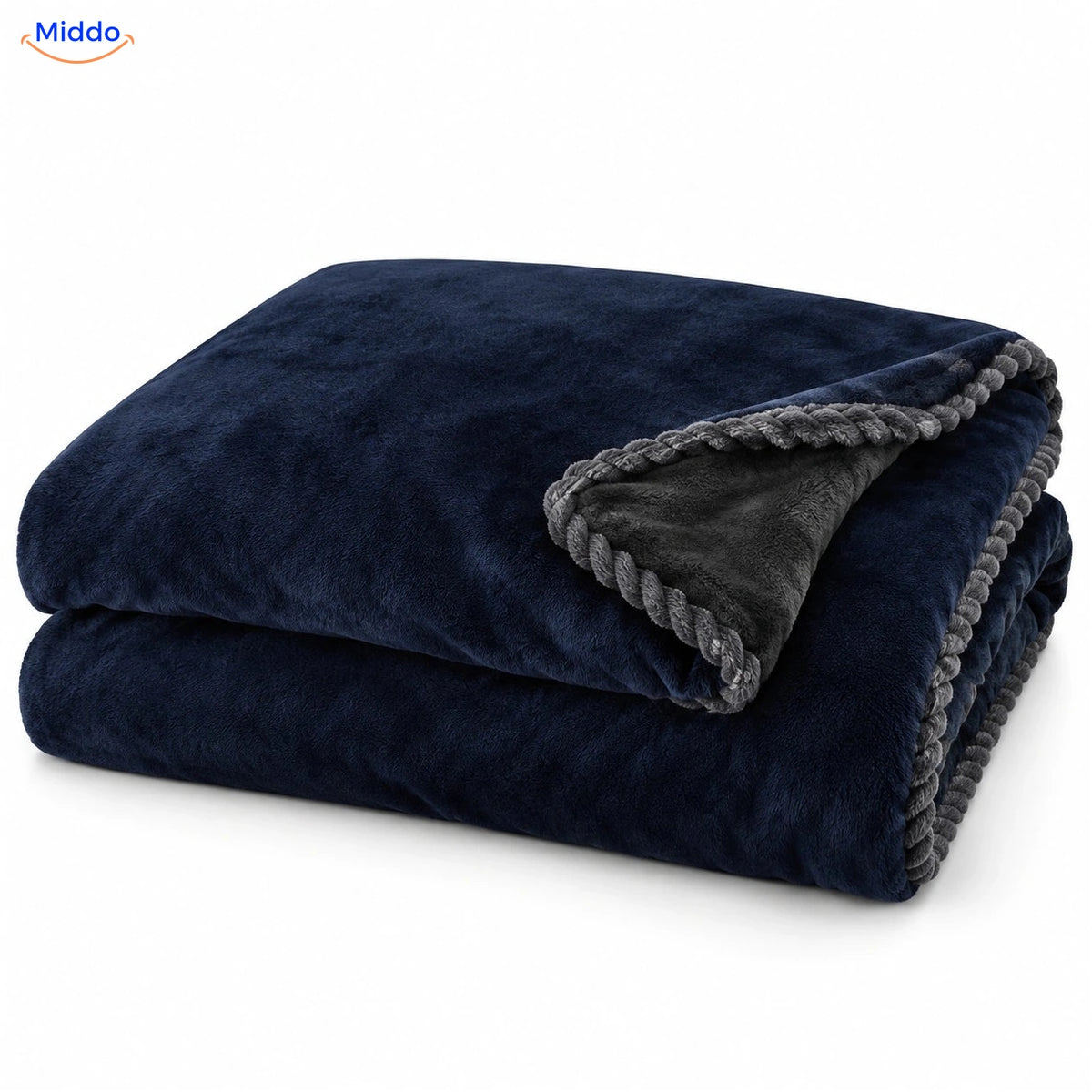 Housse de couette en peluche Bleu marine | Gris foncé