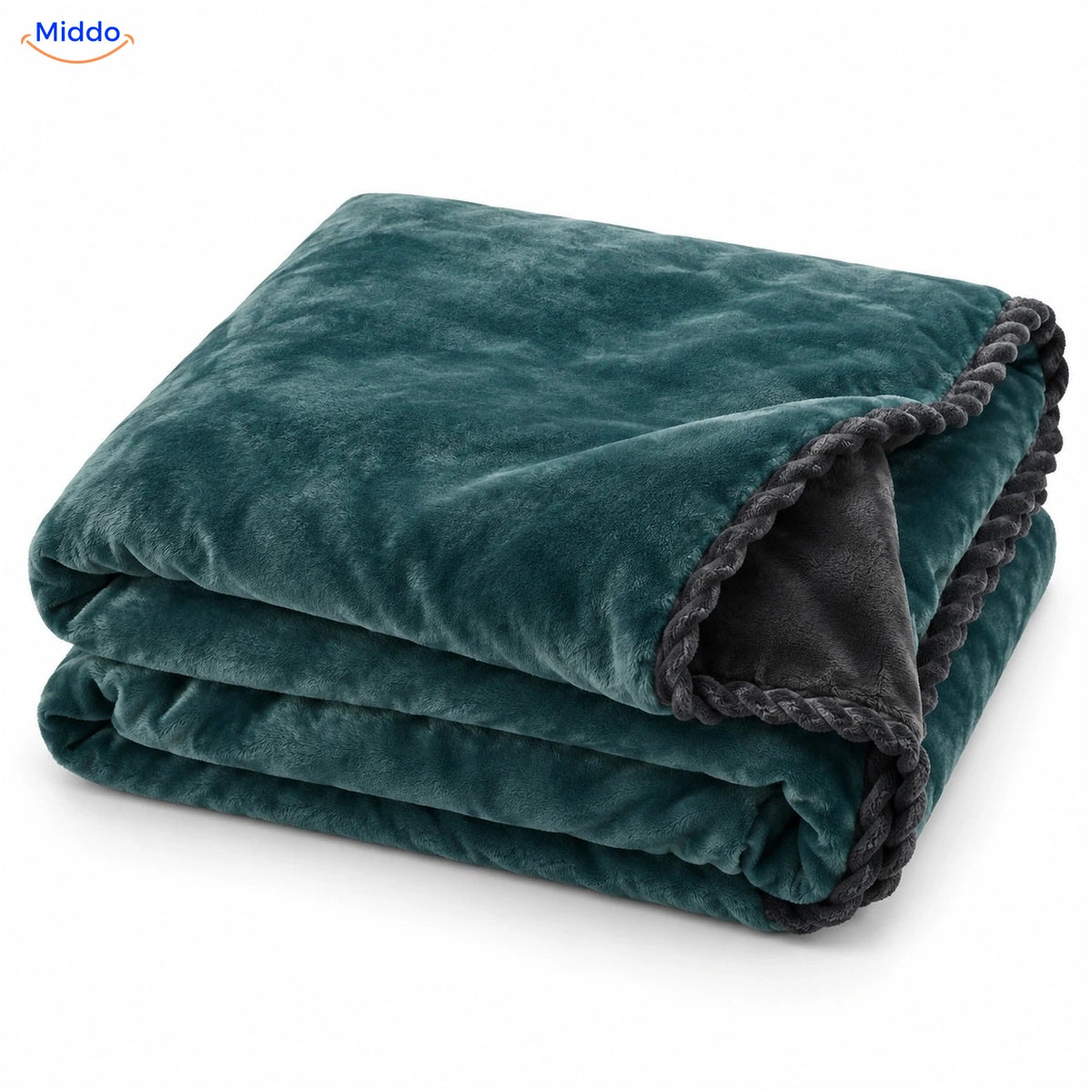 Housse de couette en peluche Bleu pétrole | Gris foncé